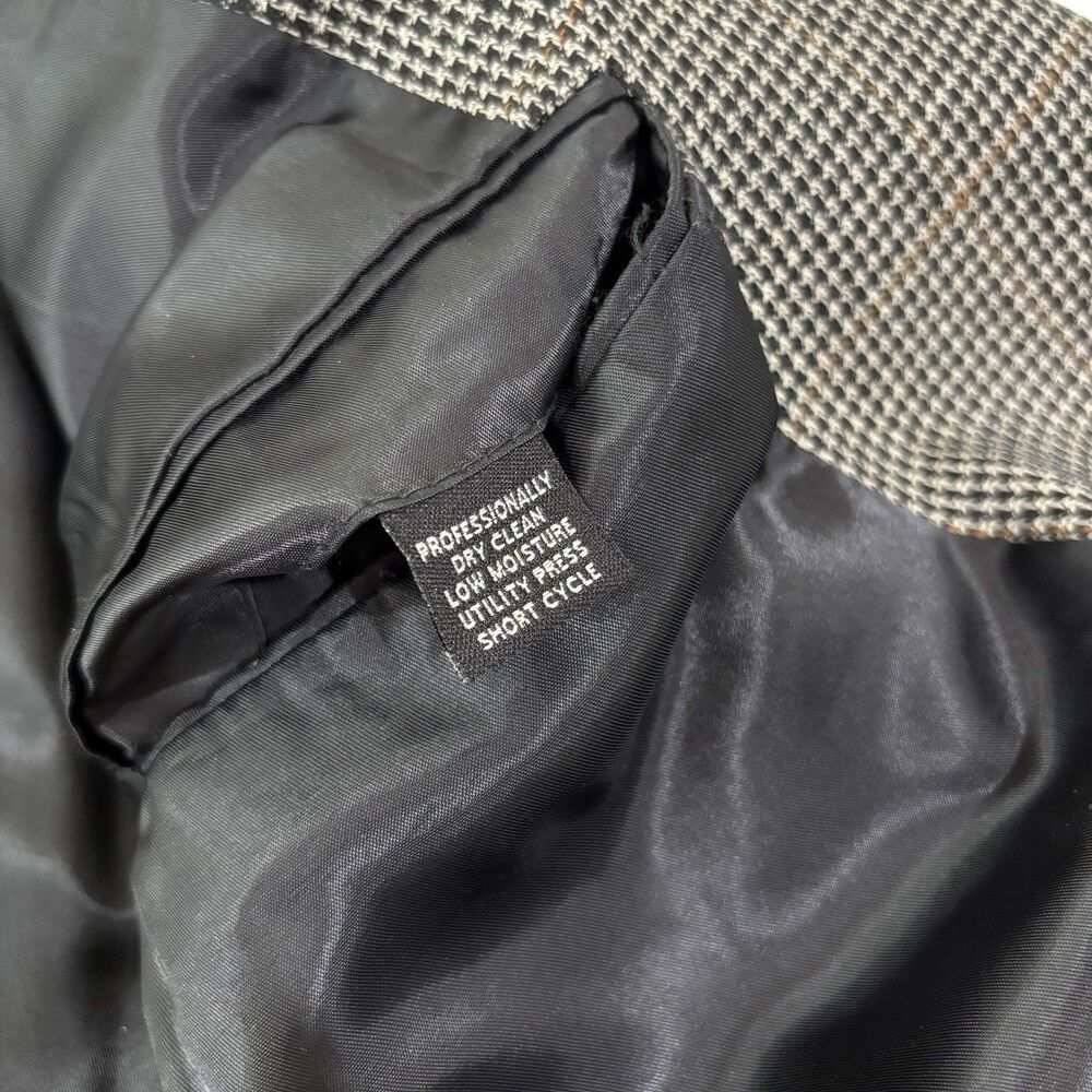 Jos A Bank Houndstooth Silk Wool Gray Blazer Men 42R Sport Coat Old Money Career - Picture 8 of 11